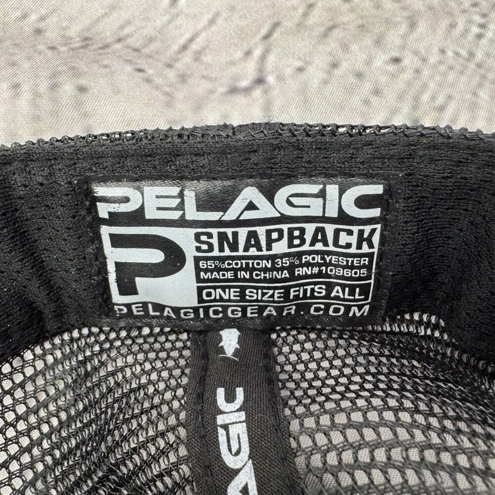 Pelagic Fishing Hat Black Mesh Green Logo Snapback One Size Shark